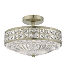 Plafoniera Olona 3L Light Semi Flush Antique Brass Crystal Beads and Glass Diffuser