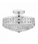 Plafoniera Olona 3 Light Semi Flush Polished Chrome Crystal Beads and Glass Diffuser