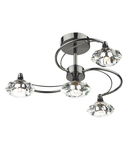 Plafoniera Luther 4 Light Semi Flush Black Chrome Crystal