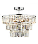 Plafoniera Rowena 3 Light 3 Tier Semi Flush Polished Chrome