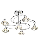 Plafoniera Luther 6 Light Semi Flush Polished Chrome Crystal