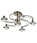 Plafoniera Luther 6 Light Semi Flush Antique Brass Crystal