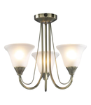 Plafoniera Boston 3 Light Semi Flush Antique Brass complete with Glass