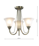 Plafoniera Boston 3 Light Semi Flush Antique Brass complete with Glass