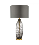 Veioza Zeya Table Lamp Smoked/Clear Glass Aged Brass With Shade