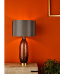 Veioza Zeya Table Lamp Smoked/Clear Glass Aged Brass With Shade