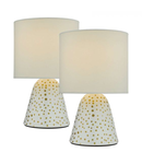 Veioza Glenda Ceramic Table Lamp White With Shade (Twin Pack)