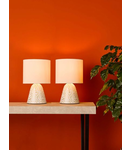 Veioza Glenda Ceramic Table Lamp White With Shade (Twin Pack)