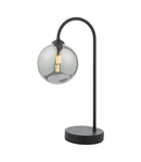 Veioza Eissa 1 Light Touch Table Lamp Matt Black Smoked Glass