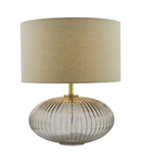 Veioza Edmond Table Lamp Smoked Glass Antique Brass Detail With Shade