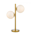 Veioza Bombazine 2 Light Table Lamp Natural Brass Opal Glass