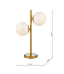 Veioza Bombazine 2 Light Table Lamp Natural Brass Opal Glass