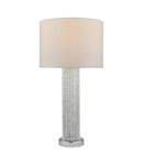 Veioza Lazio Table Lamp Polished Chrome Silver Rod With Faux Silk Shade