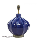 Veioza Laura Ashley Scalloped Table Lamp Navy Blue antique Brass Base Only