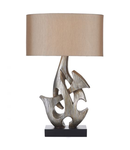 Veioza Sabre Table Lamp Silver & Wood With Shade