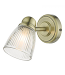 Aplica Cedric Bathroom Single Wall Spotlight Antique Brass Glass IP44