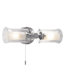 Aplica Elba Bathroom 2 Light Wall Light Polished Chrome Glass IP44