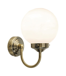 Aplica Barclay Bathroom Wall Light Antique Brass Opal Glass IP44