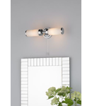 Aplica Century Bathroom 2 Light Wall Light Polished Chrome Opal Glass IP44