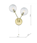 Aplica Yiska 2 Light Wall Light Polished Gold Ribbed Glass