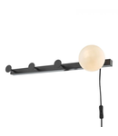 Aplica Rack Wall Light & Coat Hook Matt Black Opal Glass - Plug in