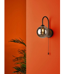 Aplica Eissa Wall Light Matt Black Smoked Glass