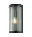 Aplica Anund Bathroom Wall Light Matt Black Ribbed Glass IP44