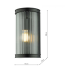 Aplica Anund Bathroom Wall Light Matt Black Ribbed Glass IP44