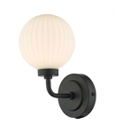 Aplica Alrik Bathroom Wall Light Matt Black Opal Glass IP44