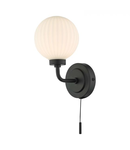 Aplica Alrik Bathroom Wall Light Matt Black Opal Glass IP44