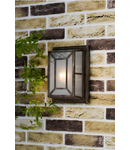 Aplica Trent Outdoor Wall Light Black/Gold Frosted Glass IP44
