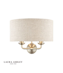 Aplica Laura Ashley Sorrento 2lt Wall Light Brushed Chrome With Natural Shade