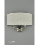 Aplica Laura Ashley Sorrento 2lt Wall Light Brushed Chrome With Natural Shade