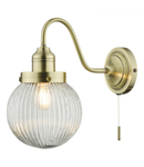 Aplica Tamara Wall Light Antique Brass Ribbed Glass