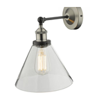 Aplica Ray Single Wall Light Antique Nickel Clear Glass