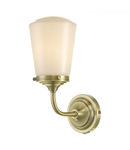 Aplica Caden Bathroom Wall Light Antique Brass Opal Glass IP44