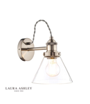 Aplica Laura Ashley Isaac Wall Light Satin Nickel Glass