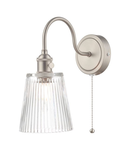 Aplica Hadano Wall Light Antique Chrome With Clear Ribbed Glass Shade