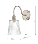 Aplica Hadano Wall Light Antique Chrome With Clear Ribbed Glass Shade