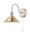 Aplica Hadano Wall Light Antique Chrome With Aged Brass Shade