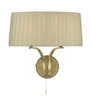 Aplica Cristin 2 Light Wall Light Antique Brass With Taupe Shade