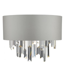 Aplica Halle 2 Light Wall Light Grey Shade & Crystal