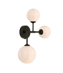 Aplica Euan 3 Light Wall/Flush Light Black & Opal Glass