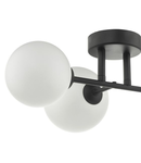 Aplica Euan 3 Light Wall/Flush Light Black & Opal Glass