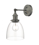 Aplica Arvin Industrial Wall Light Antique Chrome with Clear Glass Shade