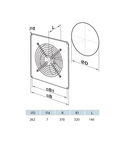 Ventilator axial de perete diam 250mm, 1070 mc/h OV1