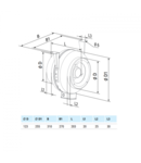 Ventilator centrifugal in linie diam 125mm