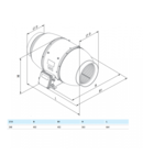 Ventilator in linie carcasa izolata diam 250mm