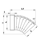 Conector multi-unghi, tub rectangular, 110x55mm