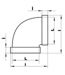 Cot orizontal 90 grade PVC, 110x55mm